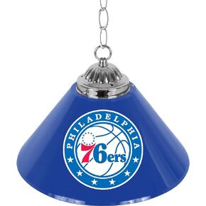 Trademark Global Pendant Light - Philadelphia 76ers Logo 14-Inch Single Hanging Lamp with Pull Chain for Bar, Garage, or Man Cave Accessories