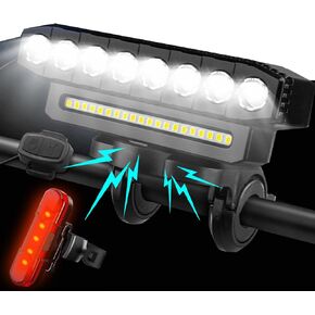 Bike Lights for Night Riding Rechargeable - Bicycle Front Headlight and Back Taillight, Bike Light Set 1200 Lumen 4000 mAh Battery, Waterproof Bike Headlight with Horn for Road Mountain Bike in Kuwait