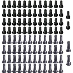 QISF 100Pcs TR413 and TR414 Snap-in Standard Length Black Rubber Tire Valve Stem for Tubeless 0.453" Inch 11.5mm Rim Holes(50Pcs TR413 + 50Pcs TR414)