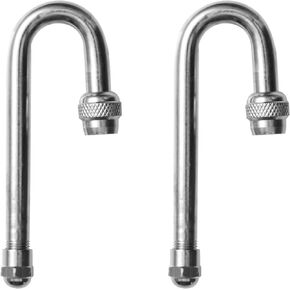 Pacific Dualies 18180 180 Degree Valve Stem Extension - Set of 2, Silver