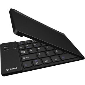 Portable Bluetooth Wireless Keyboard with Phone Holder Stand - Folding Keyboard Compatible to iPhones, iPad, Samsung Galaxy, Google Pixel, Moto, Smartphone and Tablets