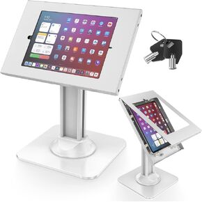 AboveTEK Anti-Theft iPad Kiosk Stand – POS iPad Security Stand & Locking Tablet Stand – Heavy Duty Base, 360° Swivel, 75° Tilt Bracket – Retail Business for iPad/iPad Air/iPad Pro (Black)