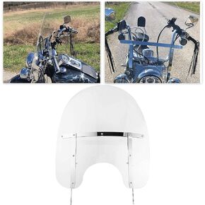 Clear Detachable Motorcycle Windscreen Windshield Compatible With 2000-UP Harley Davidson Heritage Softail Classic FatBoy FLS FLST FLSTC FLSTF FLSTFB FLSTN 26-1/2" (H) X 23" (W)