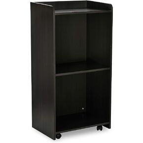 Adir Hostess Stand with Wheels - Portable Presentation Podium, Pulpits Lectern Desk with Spacious Shelves for Churches, Restaurants, and Classrooms (Black)