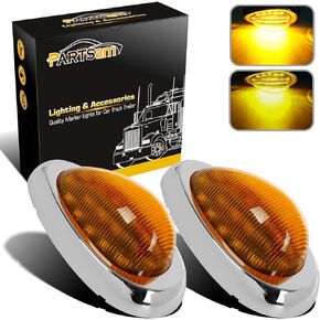 Partsam 2pcs 6 "العنبر النائم الكابينة LED علامة جانبية / بدوره أدى ضوء التخليص سطح جبل 15 استبدال LED لFreightliner القرن / كولومبيا العنبر علامة الجانب البيضاوي وتحويل إشارة مختومة الضوء