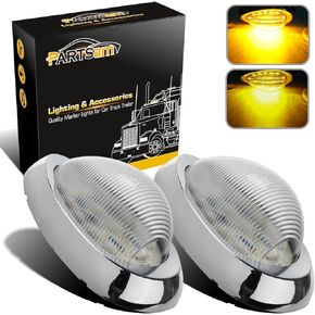 Partsam 2Pcs 6" Amber Sleeper Cab LED Side Marker/Turn Led Light Clearance Surface Mount 15 LED Replacement for Freightliner Century/Columbia Amber Oval Side Marker and Turn Signal Sealed Light