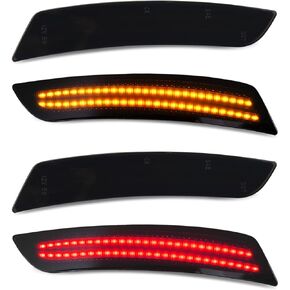 KDM عدسات مدخنة LED عاكسات جانبية للعلامات الجانبية تضيء صفين مزدوجين باللون الأبيض الساطع، مناسبة لسيارة شيفروليه كامارو 2016-2023، كاديلاك CTS 2014، كاديلاك ATS، مصباح مصد أمامي وخلفي، حزمة من 4 قطع