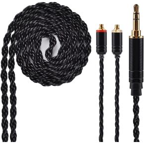 كابل بديل مطلي بالفضة من Kinboofi 6 Core، سلك سماعة أذن MMCX أسود قابل للفصل لسماعات Shure 846 535 215 315 MAGAOSI K5 LZA4 T2 T3 Plus (مقبس صوت 3.5 مم، MMCX)... in Kuwait