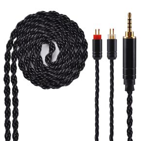 Kinboofi 6 Core Upgrade Silver Plated Replacement Cable,Black MMCX Detachable Earphone Cable Replacement Earphone Wire for Shure 846 535 215 315 MAGAOSI K5 LZA4 T2 T3 Plus(3.5mm Audio Jack, MMCX)…