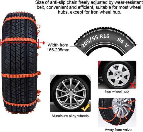 Snow Chains for Trucks Tire Chains 12 Pcs Snow Chains for Car Trucks SUV TPU Snow Tire Chains Universal Snow Tyre Chains Car Anti-skid Emergency Portable Tire Chains for Car Tire Traction in Saudi Arabia