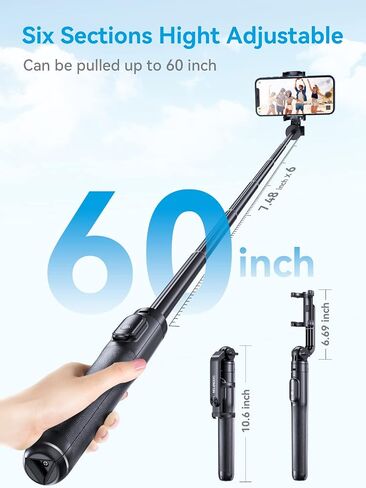 Selfie Stick Tripod - SOOMFON Extendable and Portable Phone Tripod Selfie Stick with Bluetooth Remote for iPhone 14 13 12 11 Pro Max XR X 8Plus 7, Samsung Android Smartphone and More, Pink in Saudi Arabia
