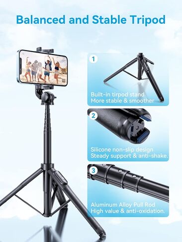 Selfie Stick Tripod - SOOMFON Extendable and Portable Phone Tripod Selfie Stick with Bluetooth Remote for iPhone 14 13 12 11 Pro Max XR X 8Plus 7, Samsung Android Smartphone and More, Pink in Saudi Arabia