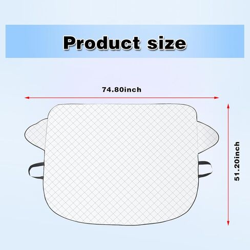 gunhunt Windshield Cover for Ice and Snow, Windshield Glass Ice Cover Wiper Protector, 4-Layer Protectio, Large Size Windshield Snow Cover, Windproof Sunshade Cover Fits Most Vehicle (74.8" x 47.6") in Saudi Arabia