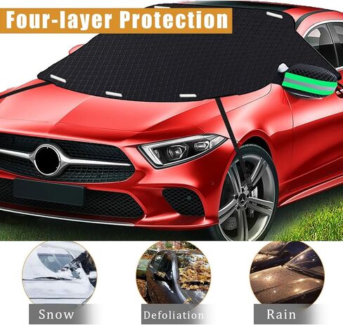 Smeyta غطاء ثلجي للسيارة للزجاج الأمامي، غطاء ثلجي للزجاج الأمامي، غطاء ثلجي مع نافذة جانبية وواقي مرآة الرؤية الخلفية، غطاء ثلج أكسفورد متين للسيارة المدمجة/سيارات الدفع الرباعي (59 بوصة × 44.8 بوصة) in Kuwait