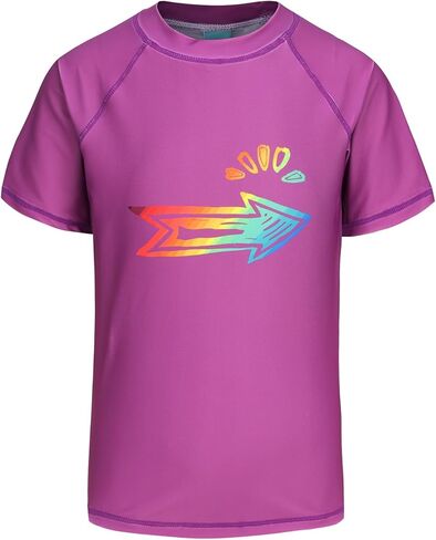 Girls Short Sleeve Swim Shirt for Kids Girls Rash Guard Swimsuits with UPF 50+ Sun Protection Swim Top 3-16 Years in Saudi Arabia
