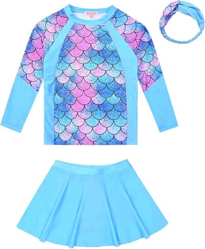 ملابس سباحة QPANCY للفتيات Rash Guard للأطفال بأكمام طويلة 3 قطع من ملابس السباحة للشاطئ in Kuwait