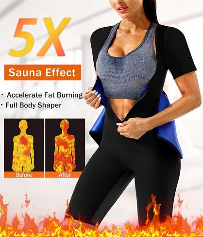 Sauna Suit for Women Sweat Suit Waist Trainer for Weight Loss 4 IN 1 Slimming Full Body Shaper Sauna Jumpsuit in Saudi Arabia