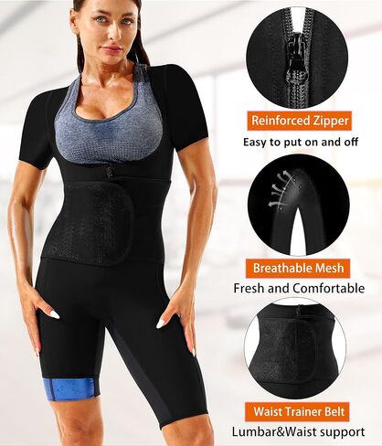 Sauna Suit for Women Sweat Suit Waist Trainer for Weight Loss 4 IN 1 Slimming Full Body Shaper Sauna Jumpsuit in Saudi Arabia