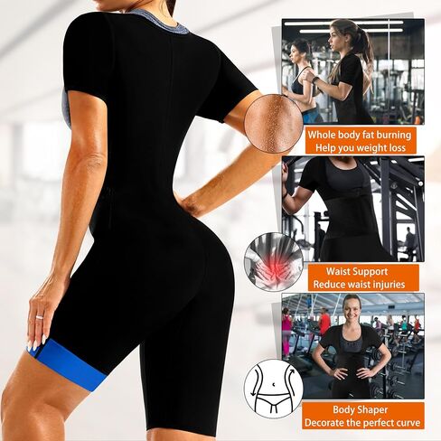Sauna Suit for Women Sweat Suit Waist Trainer for Weight Loss 4 IN 1 Slimming Full Body Shaper Sauna Jumpsuit in Saudi Arabia