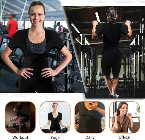 Sauna Suit for Women Sweat Suit Waist Trainer for Weight Loss 4 IN 1 Slimming Full Body Shaper Sauna Jumpsuit in Saudi Arabia