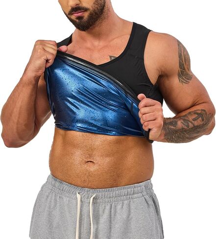 Sauna Sweat Vest Compression Tank Top Waist Trainer Suit for Men Slimming Workout Body Shaper Shirt Pullover in Saudi Arabia