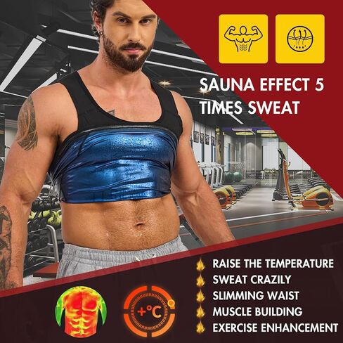 Sauna Sweat Vest Compression Tank Top Waist Trainer Suit for Men Slimming Workout Body Shaper Shirt Pullover in Saudi Arabia