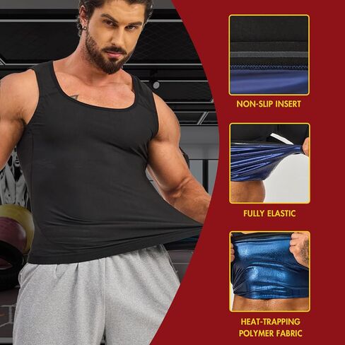 Sauna Sweat Vest Compression Tank Top Waist Trainer Suit for Men Slimming Workout Body Shaper Shirt Pullover in Saudi Arabia
