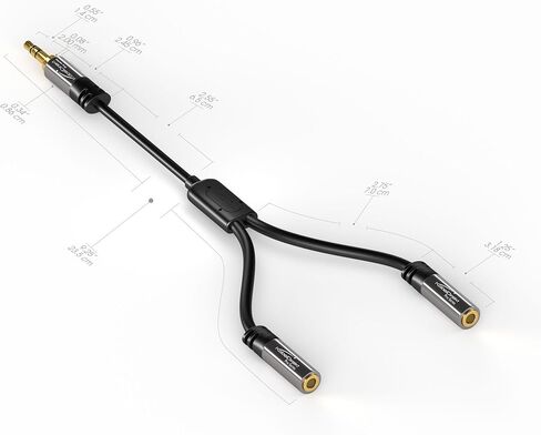 KabelDirekt - محول Y مقاس 3.5 مم ومقبس ومقسم AUX (1 × 3.5 مم ذكر إلى 2 × 3.5 مم أنثى، قم بتوصيل مجموعتين من سماعات الرأس بالهاتف الذكي/الكمبيوتر اللوحي/الكمبيوتر المحمول، ستيريو، 4 بوصة، أسود) in Kuwait