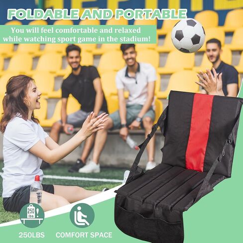 Big Hippo Portable Stadium Seat Cushion, Stadium Seat for Bleachers, Lightweight Padded Seat for Sporting Events and Outdoor Concerts, Folded Stadium Seats with Mesh Pocket - Red in Saudi Arabia