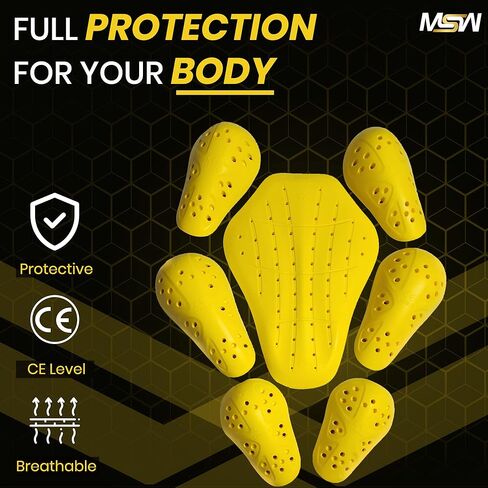 حزمة من وسادات الدروع المعتمدة من المستوى 2 من CE مكونة من 7 قطع، وواقيات الظهر والكتف والركبة والمرفقين المعتمدة من المستوى 2 لسترات الدراجات النارية. in Kuwait