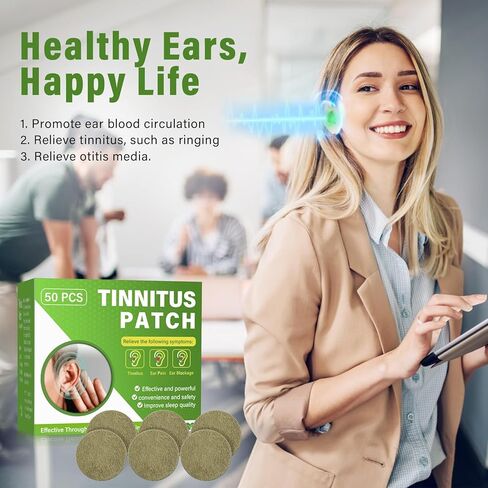 Tinnitus Relief for Ringing Ears, 50PCS Tinnitus Treatment Patches, Natural Herbal Formulation, Comfort & Gentle Tinnitus Patch for Improves Hearing and Boost Blood in Kuwait