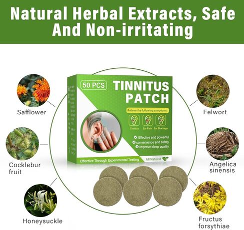 Tinnitus Relief for Ringing Ears, 50PCS Tinnitus Treatment Patches, Natural Herbal Formulation, Comfort & Gentle Tinnitus Patch for Improves Hearing and Boost Blood in Kuwait