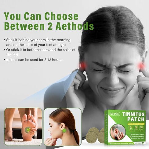 Tinnitus Relief for Ringing Ears, 50PCS Tinnitus Treatment Patches, Natural Herbal Formulation, Comfort & Gentle Tinnitus Patch for Improves Hearing and Boost Blood in Kuwait