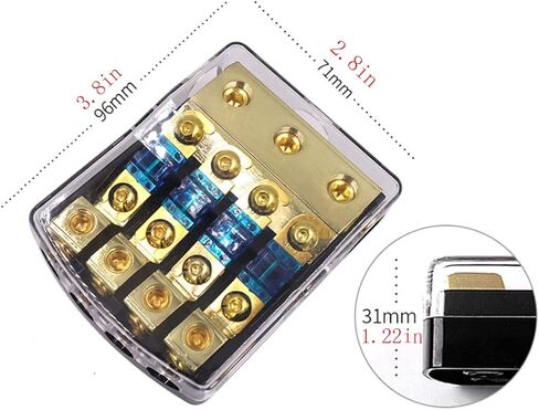 Mini-ANL فيوز حامل HiFi كتلة توزيع الصمامات التلقائية 60 أمبير 12 فولت دعم منصهر 0 2 4 مقياس في 4/8 قياس خارج (2 اتجاه) in Saudi Arabia