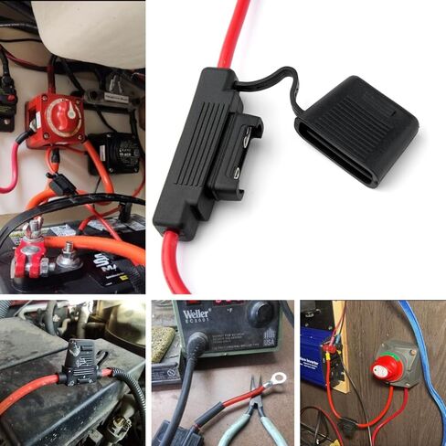 حاملات الصمامات في الخط من Opuiue، كتلة الصمامات 8 AWG، لوحة الصمامات المقاومة للماء JEF-709B، حامل شفرة الصمامات المقاوم للماء، حامل فيوز السيارة متوسط ​​الحجم، حامل فيوز شفرة السيارات مع سلك نحاسي خالٍ من الأكسجين النقي in Kuwait