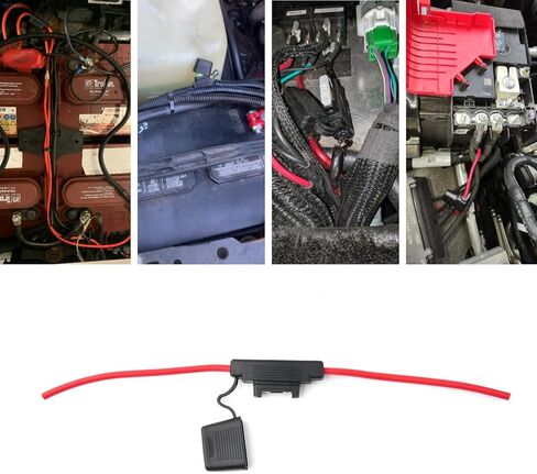 حاملات الصمامات في الخط من Opuiue، كتلة الصمامات 8 AWG، لوحة الصمامات المقاومة للماء JEF-709B، حامل شفرة الصمامات المقاوم للماء، حامل فيوز السيارة متوسط ​​الحجم، حامل فيوز شفرة السيارات مع سلك نحاسي خالٍ من الأكسجين النقي in Kuwait
