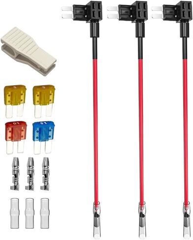Gebildet 3 pcs 12V-24V Add-a-Circuit Micro2 Fuse Tap, Piggy Back Blade Fuse Holder with Wire Harness, 4 pcs Micro 2 Fuse (5A 10A 15A) and Fuse Puller in Saudi Arabia