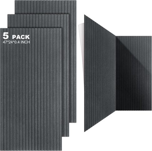 Woanger 5 Pack Large Acoustic Panels, 47 x 24 Inch Sound Dampening Panels Self-Adhesive Noise Absorbing Panel Acoustical Wall Panel Sound Proofing Panels for Home Studio Office Game Room(Black) in Saudi Arabia