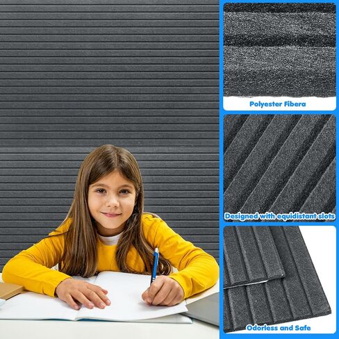 Woanger 5 Pack Large Acoustic Panels, 47 x 24 Inch Sound Dampening Panels Self-Adhesive Noise Absorbing Panel Acoustical Wall Panel Sound Proofing Panels for Home Studio Office Game Room(Black) in Saudi Arabia