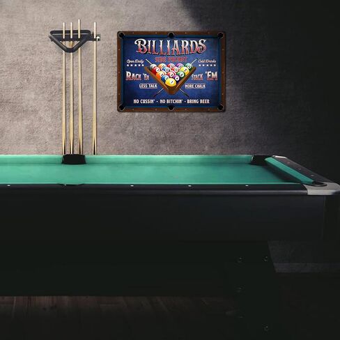ديكور غرفة البلياردو - لوحة فنية جدارية لقواعد البلياردو، ديكور طاولة البلياردو، علامة معدنية خالية من الصدأ 9 بوصة × 11 بوصة، فتحات مثقوبة مسبقًا، مقاومة للطقس in Kuwait