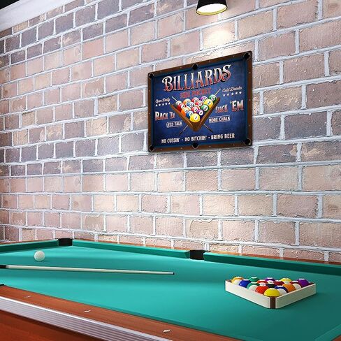 ديكور غرفة البلياردو - لوحة فنية جدارية لقواعد البلياردو، ديكور طاولة البلياردو، علامة معدنية خالية من الصدأ 9 بوصة × 11 بوصة، فتحات مثقوبة مسبقًا، مقاومة للطقس in Kuwait
