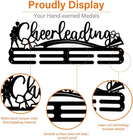 SUPERDANT Cheerleader Metal Medal Hooks Platinum ColorMedal Holder Display Hanger Rack Medals Wall Storage Award Holder for Wall Medal Hanger Rack Frame for Over 40 Medals in Saudi Arabia