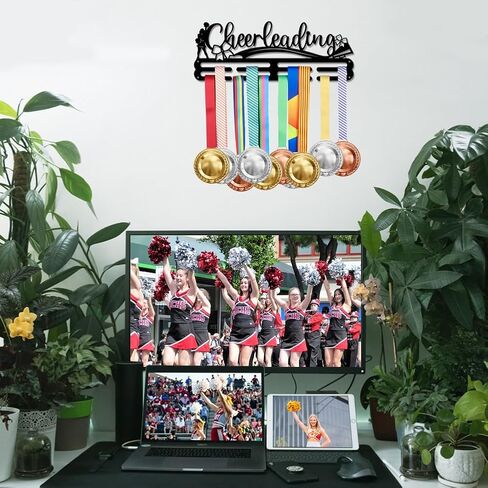 SUPERDANT Cheerleader Metal Medal Hooks Platinum ColorMedal Holder Display Hanger Rack Medals Wall Storage Award Holder for Wall Medal Hanger Rack Frame for Over 40 Medals in Saudi Arabia