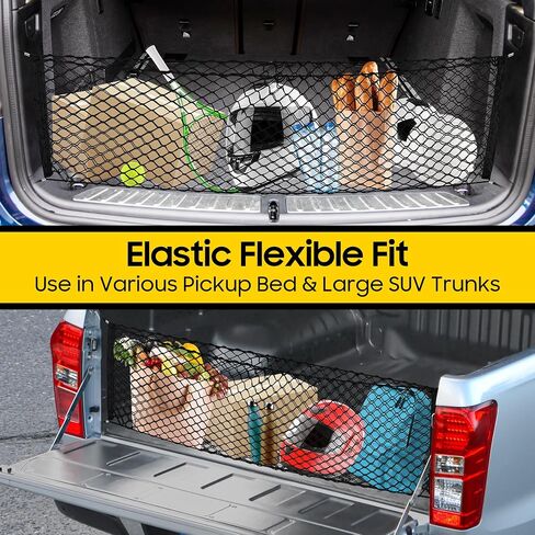 Truck Bed Cargo Net, Adjustable Truck Bed Divider 50"x 18", Premium Heavy Duty Cargo Net for Pickup Truck Bed Organizers and Storage, Compatible with Chevy Silverado Ford F150, Automotive Cargo Nets in Saudi Arabia