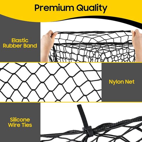 Truck Bed Cargo Net, Adjustable Truck Bed Divider 50"x 18", Premium Heavy Duty Cargo Net for Pickup Truck Bed Organizers and Storage, Compatible with Chevy Silverado Ford F150, Automotive Cargo Nets in Saudi Arabia