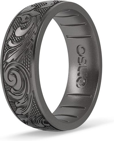 Enso Rings Signature Etched Collection - Classic Etched Silicone Rings - Comfortable and Flexible Design - Made in USA in Saudi Arabia