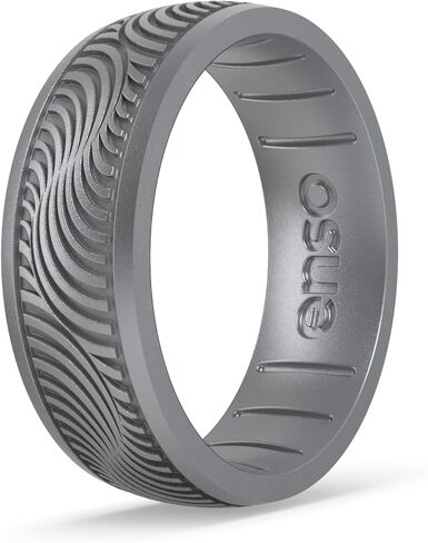 Enso Rings Signature Etched Collection - Classic Etched Silicone Rings - Comfortable and Flexible Design - Made in USA in Saudi Arabia