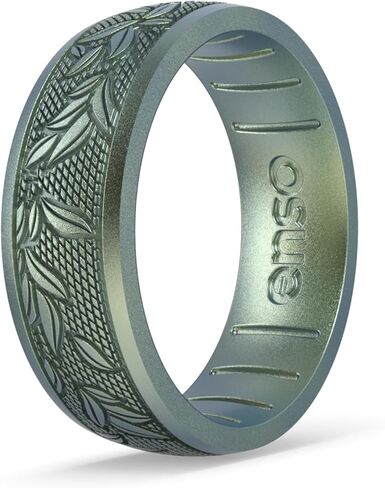 Enso Rings Signature Etched Collection - Classic Etched Silicone Rings - Comfortable and Flexible Design - Made in USA in Saudi Arabia
