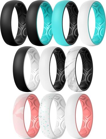 ThunderFit Silicone Wedding Bands for Women, Breathable 2 Layer - 5.5mm Wide - 1.5mm Thick in Saudi Arabia
