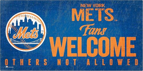 MLB New York Mets Unisex New York Mets Fans Welcome Sign, Team Color, 6 x 12 in Saudi Arabia